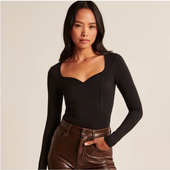 Abercrombie Long Sleeve Ponte Sweetheart Bodysuit - Picture 4 of 4